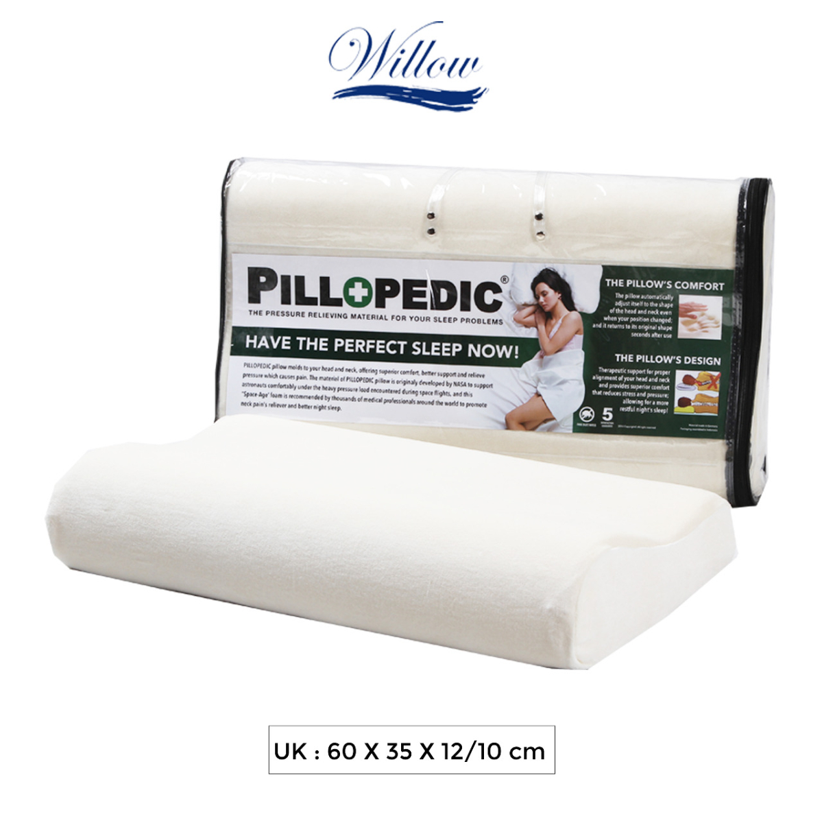 Willow Pillopedic Ergonomic Standard Memory Foam
